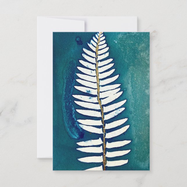 Flat Teal Cyanotype Greeting Card - Blank  (Front)