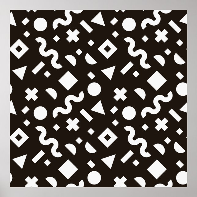 Flat texture of geometric colourful shapes. Monoch Poster (Front)