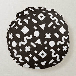 Flat texture of geometric colourful shapes. Monoch Round Cushion