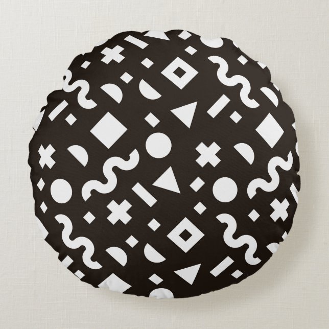 Flat texture of geometric colourful shapes. Monoch Round Cushion (Front)