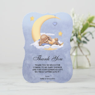 Flat Thank You Baby Shower Card with bunny.