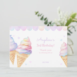 Flat Thank You Card 3rd birthday.
