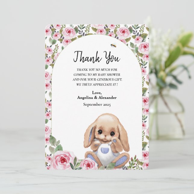 Flat Thank You Card Baby Shower  (Standing Front)