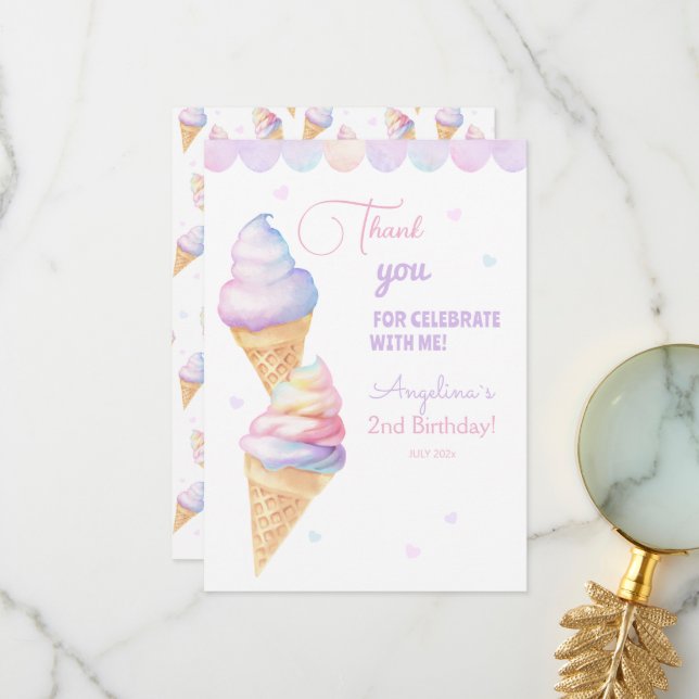 Flat Thank You Card Birthday (Front/Back In Situ)