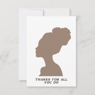 Flat Thank You Card (Blank on one side) - Woman