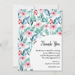 Flat Thank You Card for a baby shower with design