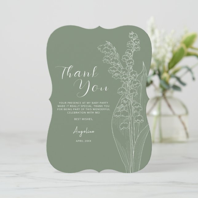 Flat Thank You Card for a bride shower. (Standing Front)