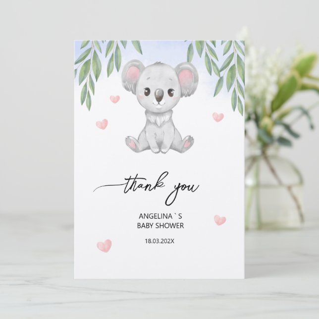 Flat Thank You Card for baby shower. (Standing Front)