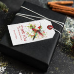 Flat Thank You Card Gift Tags<br><div class="desc">This charming holiday gift tag design features a beautiful watercolor Christmas theme hummingbird surrounded by a winter flower bouquet on a white background. Personalizable red typography.</div>