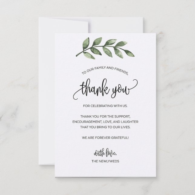 Flat Thank You Card With Leafy Work (Back)