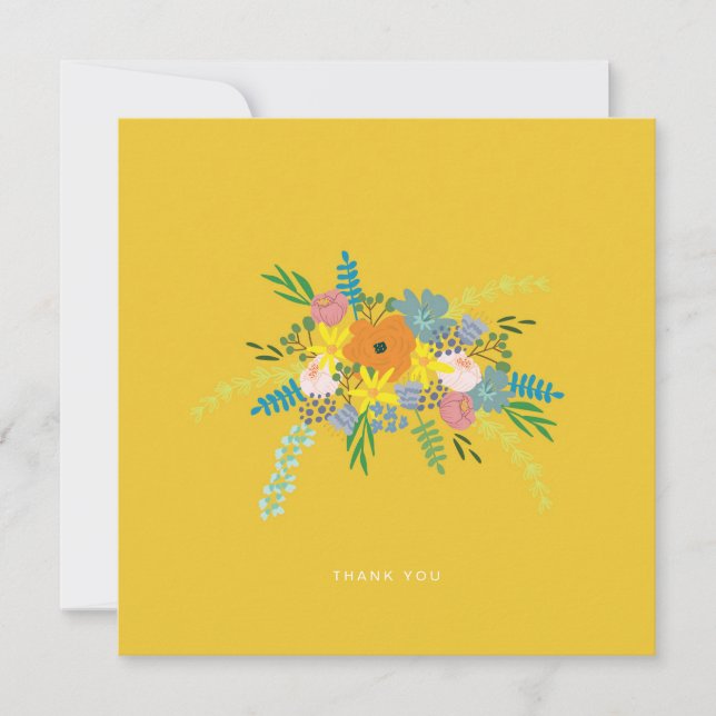 Flat Thank You Card -Yellow Botanical (Front)