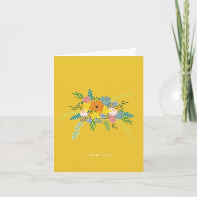 Flat Thank You Card -Yellow Botanical (Front)