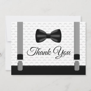 Flat Thank You Cards Bow tie Little man Themed