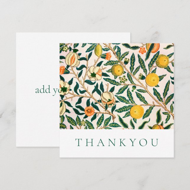 FLAT THANKYOU CARD : WILLIAM MORRIS : POMEGRANATES (Front/Back)