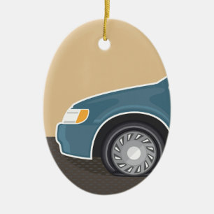 Flat tire Colour Vector Ceramic Tree Decoration