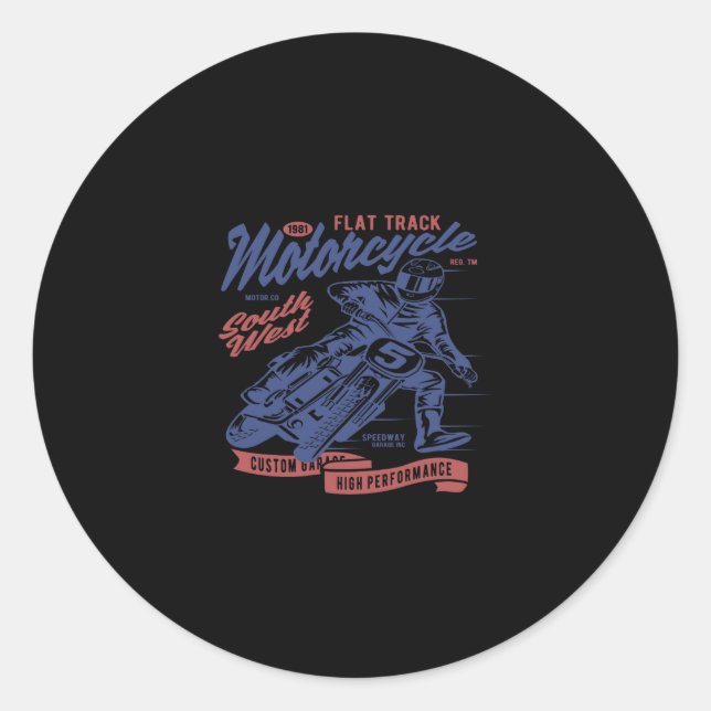 flat track  motorcycle classic round sticker (Front)