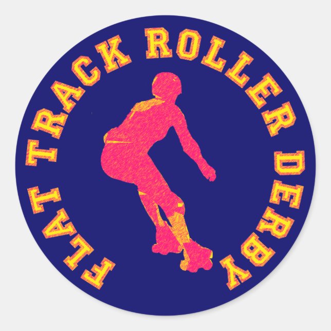 Flat Track Roller Derby Classic Round Sticker (Front)