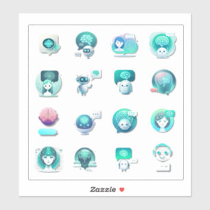 Flat Vector Collage of AI Assistant Illustrations 