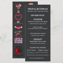 Flat Wedding Menu | Elegant Custom Reception Card