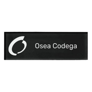 Flat White Black Background Name and Logo Tag