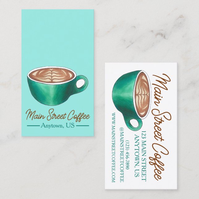 Flat White Latte Cappuccino Coffee Shop House Café Business Card (Front/Back)