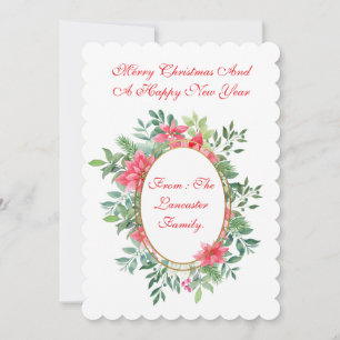 Flat Xmas Botanical Personalised Card