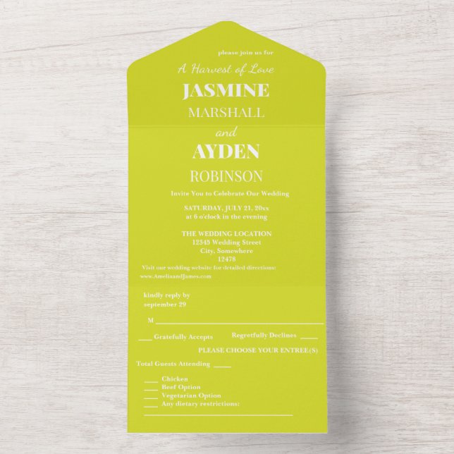 Flat Yellow Background – Back-to-School Texture All In One Invitation (Inside)