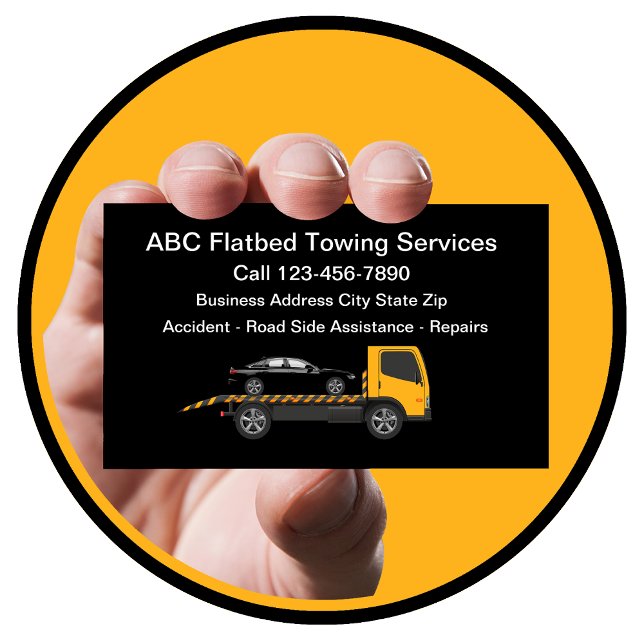 Flatbed Automotive Towing Services  Business Card (Creator Uploaded)