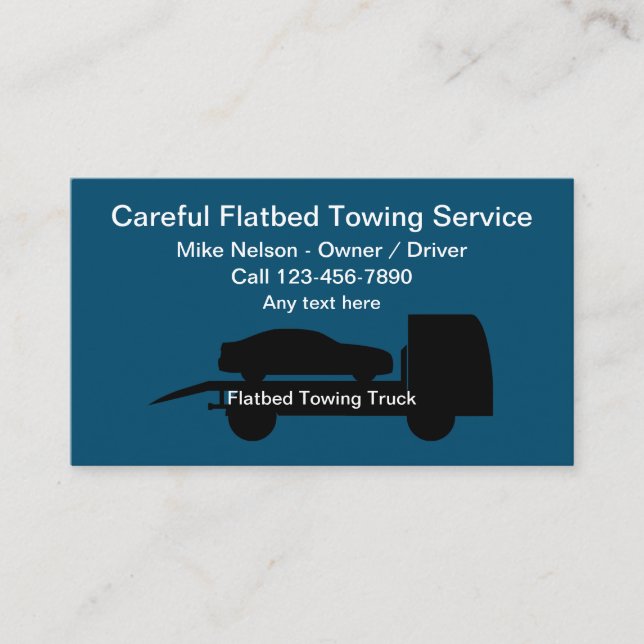 Flatbed Towing And Wrecker Service Business Card (Front)