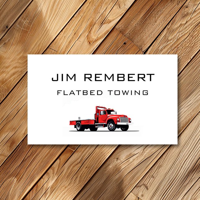 Flatbed Towing Repo Services Red Towtruck Business Card (Creator Uploaded)
