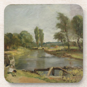 Flatford Lock, 1810-11 (oil on paper on canvas) Coaster