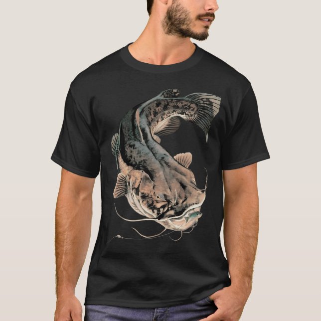 Flathead Catfish Fishing Sticker T-Shirt (Front)