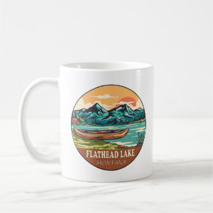 Flathead Lake Montana Boating Fishing Emblem Coffee Mug