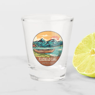 Flathead Lake Montana Boating Fishing Emblem Shot Glass