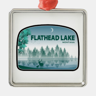 Flathead Lake Montana Deer Metal Ornament