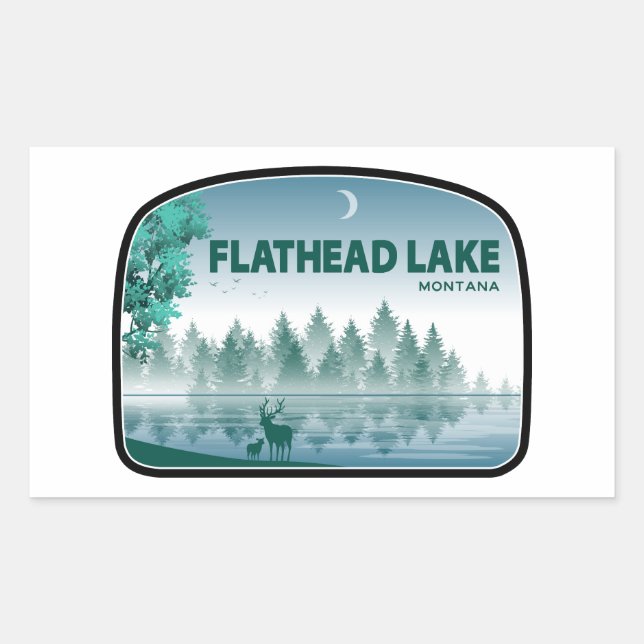 Flathead Lake Montana Deer Rectangular Sticker (Front)