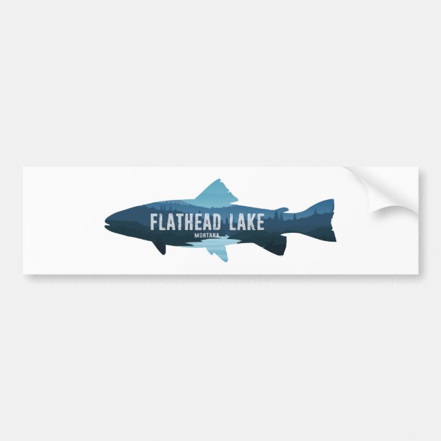 Flathead Lake Montana Fish Bumper Sticker (Front)