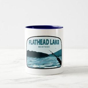 Flathead Lake Montana Fishing Rod Two-Tone Coffee Mug