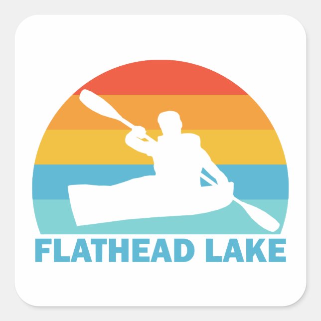 Flathead Lake Montana Kayak Square Sticker (Front)