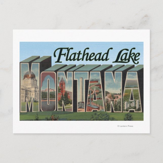 Flathead Lake, Montana - Large Letter Scenes Postcard (Front)