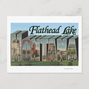 Flathead Lake, Montana - Large Letter Scenes Postcard