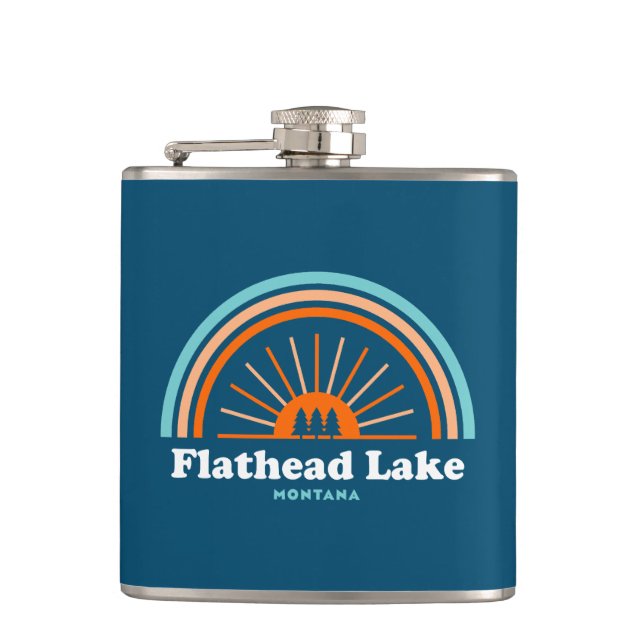 Flathead Lake Montana Rainbow Hip Flask (Front)