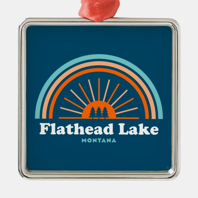 Flathead Lake Montana Rainbow Metal Ornament (Front)