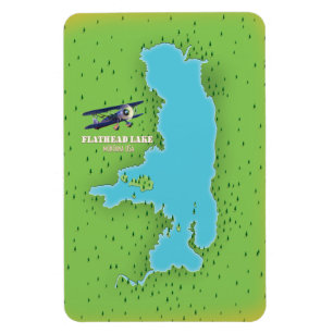 Flathead Lake Montana USA map travel poster. Magnet