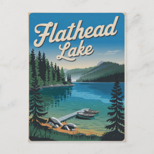 Flathead lake Montana Vintage Postcard