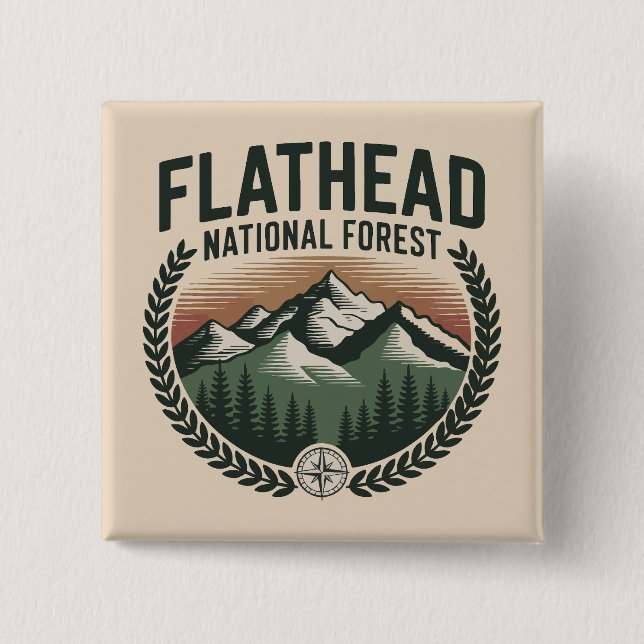 Flathead National Forest Montana Wilderness 15 Cm Square Badge (Front)