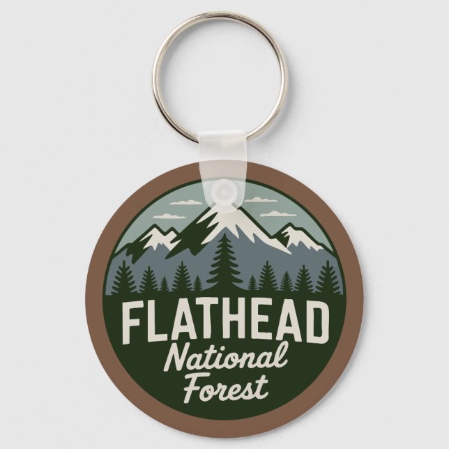 Flathead National Forest Scenic Mountain Landscape Key Ring (Front)