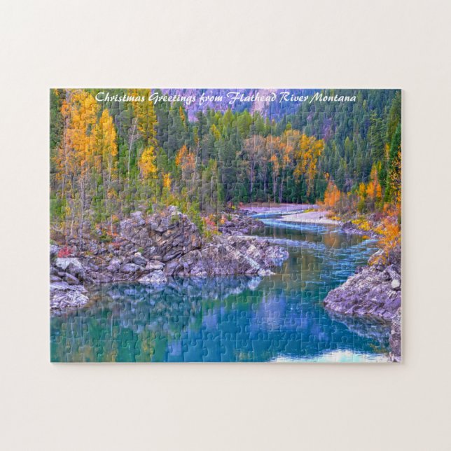 Flathead River Montana. Christmas Greetings Jigsaw Puzzle (Horizontal)