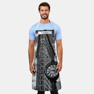 Flatiron Building and Clock in Black and White 1C2 Apron