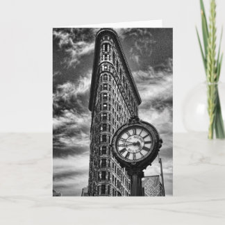 Flatiron Building and Clock in Black and White Card